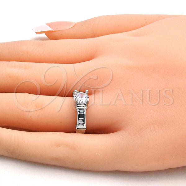 White Gold Filled Ring — Multi Stone Ring with White and Black Cubic — alternate product view — SKU 108616 | Oro Laminado Blanco anillo — Multi Stone Ring with blanco and negro Cubic — SKU 108616