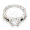 Rhodium Plated Multi Stone Ring, with White and Black Cubic Zirconia, Polished, Rhodium Finish, 01.99.0048.1.09 (Size 9)