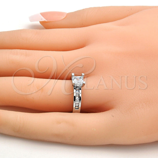 White Gold Filled Ring — Multi Stone Ring with White Cubic Zirconia Polished — alternate product view — SKU 108622 | Oro Laminado Blanco anillo — Multi Stone Ring with blanco Cubic Zirconia pulido — SKU 108622