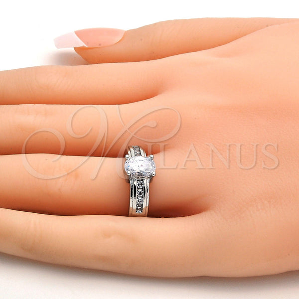 Gold Plated Ring — Multi Stone Ring with White Cubic Zirconia Polished — alternate product view — SKU 108625 | Chapa de Oro anillo — Multi Stone Ring with blanco Cubic Zirconia pulido — SKU 108625