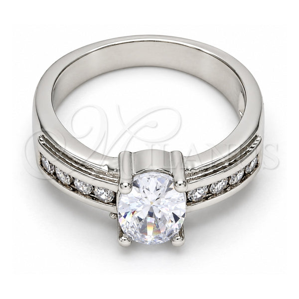 White Gold Filled Multi Stone Ring, with White Cubic Zirconia, Polished, Rhodium Finish, 5.164.016.1.07 (Size 7)