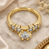 Oro Laminado Multi Stone Ring, Gold Filled Style with White Cubic Zirconia, Polished, Golden Finish, 01.99.0050.09 (Size 9)