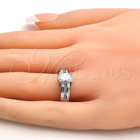 Gold Tone Multi Stone Ring, with White Cubic Zirconia, Polished, Rhodium Finish, 5.164.016.1.09.GT (Size 9)