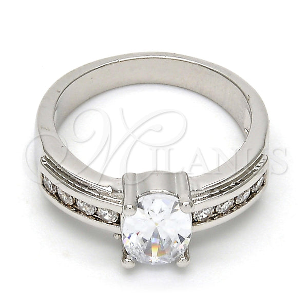 Gold Tone Multi Stone Ring, with White Cubic Zirconia, Polished, Rhodium Finish, 5.164.016.1.09.GT (Size 9)