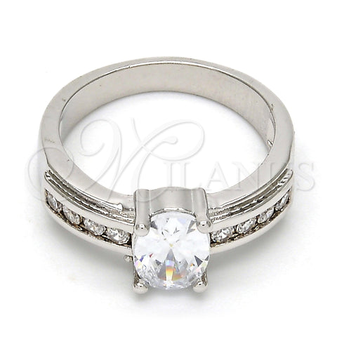Gold Tone Multi Stone Ring, with White Cubic Zirconia, Polished, Rhodium Finish, 5.164.016.1.09.GT (Size 9)