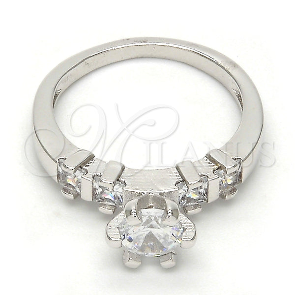 Rhodium Plated Multi Stone Ring, with White Cubic Zirconia, Polished, Rhodium Finish, 01.99.0050.1.07 (Size 7)