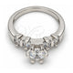 White Gold Filled Multi Stone Ring, Baguette Design, with White Cubic Zirconia, Polished, Rhodium Finish, 01.99.0050.1.08 (Size 8)
