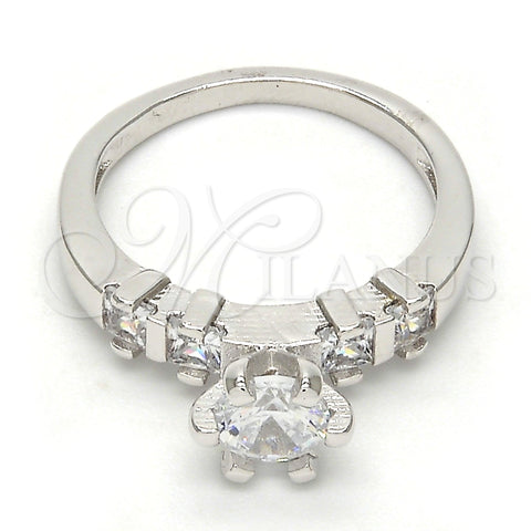 Rhodium Plated Multi Stone Ring, with White Cubic Zirconia, Polished, Rhodium Finish, 01.99.0050.1.09 (Size 9)