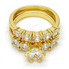 Oro Laminado Multi Stone Ring, Gold Filled Style with White Cubic Zirconia, Polished, Golden Finish, 01.99.0056.09 (Size 9)