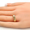 Oro Laminado Multi Stone Ring, Gold Filled Style with White Cubic Zirconia, Polished, Golden Finish, 5.164.007.09.GT (Size 9)
