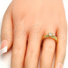Oro Laminado Multi Stone Ring, Gold Filled Style with White Cubic Zirconia, Polished, Golden Finish, 5.164.007.09.GT (Size 9)