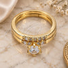 Oro Laminado Multi Stone Ring, Gold Filled Style with White Cubic Zirconia, Polished, Golden Finish, 5.164.007.09.GT (Size 9)