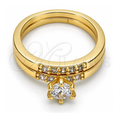 Oro Laminado Multi Stone Ring, Gold Filled Style with White Cubic Zirconia, Polished, Golden Finish, 5.164.007.09.GT (Size 9)