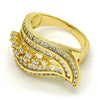 Oro Laminado Multi Stone Ring, Gold Filled Style with White Cubic Zirconia and White Micro Pave, Polished, Golden Finish, 01.99.0063.08 (Size 8)