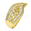 Oro Laminado Multi Stone Ring, Gold Filled Style with White Cubic Zirconia and White Micro Pave, Polished, Golden Finish, 01.99.0063.08 (Size 8)