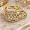 Oro Laminado Multi Stone Ring, Gold Filled Style with White Cubic Zirconia and White Micro Pave, Polished, Golden Finish, 01.99.0063.08 (Size 8)