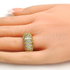Oro Laminado Multi Stone Ring, Gold Filled Style Baguette Design, with White Cubic Zirconia and White Micro Pave, Polished, Golden Finish, 01.99.0062.09 (Size 9)