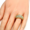 Oro Laminado Multi Stone Ring, Gold Filled Style Baguette Design, with White Cubic Zirconia and White Micro Pave, Polished, Golden Finish, 01.99.0062.09 (Size 9)