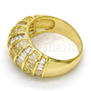 Oro Laminado Multi Stone Ring, Gold Filled Style Baguette Design, with White Cubic Zirconia and White Micro Pave, Polished, Golden Finish, 01.99.0062.09 (Size 9)