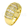 Oro Laminado Multi Stone Ring, Gold Filled Style Baguette Design, with White Cubic Zirconia and White Micro Pave, Polished, Golden Finish, 01.99.0062.09 (Size 9)