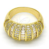 Oro Laminado Multi Stone Ring, Gold Filled Style Baguette Design, with White Cubic Zirconia and White Micro Pave, Polished, Golden Finish, 01.99.0062.09 (Size 9)
