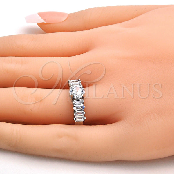 White Gold Filled Ring — Multi Stone Ring Baguette Design with White Cubic — alternate product view — SKU 108656 | Oro Laminado Blanco anillo — Multi Stone Ring Baguette diseño with blanco Cubic — SKU 108656