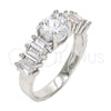 Rhodium Gold Filled Multi Stone Ring, Baguette Design, with White Cubic Zirconia, Polished, Rhodium Finish, 01.99.0052.1.07 (Size 7)