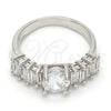 Rhodium Gold Filled Multi Stone Ring, Baguette Design, with White Cubic Zirconia, Polished, Rhodium Finish, 01.99.0052.1.07 (Size 7)