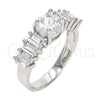 Rhodium Plated Multi Stone Ring, with White Cubic Zirconia, Polished, Rhodium Finish, 01.99.0052.1.09 (Size 9)