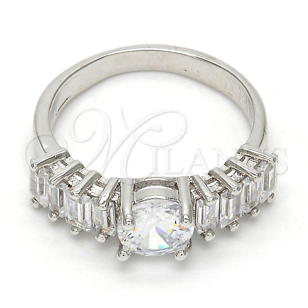 Rhodium Plated Multi Stone Ring, with White Cubic Zirconia, Polished, Rhodium Finish, 01.99.0052.1.09 (Size 9)