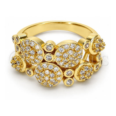 Oro Laminado Multi Stone Ring, Gold Filled Style with White Micro Pave, Polished, Golden Finish, 01.99.0059.09 (Size 9)
