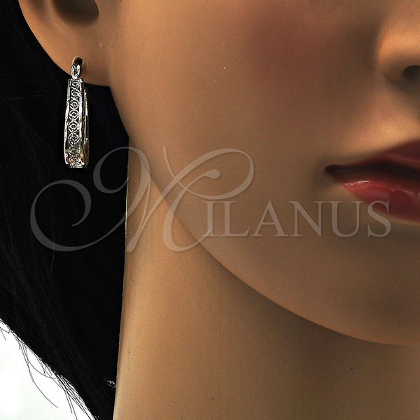 White Gold Filled Hoop Earrings — Small Hoop Polished 02. — alternate product view — SKU 108721 | Oro Laminado Blanco aretes de aro — Small Hoop pulido 02. — SKU 108721