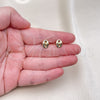 Oro Laminado Stud Earring, Gold Filled Style Puff Mariner Design, Polished, Golden Finish, 02.63.2558