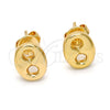 Oro Laminado Stud Earring, Gold Filled Style Puff Mariner Design, Polished, Golden Finish, 02.63.2558
