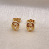 Oro Laminado Stud Earring, Gold Filled Style Puff Mariner Design, Polished, Golden Finish, 02.63.2558