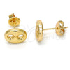 Oro Laminado Stud Earring, Gold Filled Style Puff Mariner Design, Polished, Golden Finish, 02.63.2558
