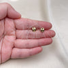 Oro Laminado Stud Earring, Gold Filled Style Puff Mariner Design, Polished, Golden Finish, 02.63.2559