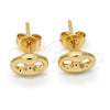Oro Laminado Stud Earring, Gold Filled Style Puff Mariner Design, Polished, Golden Finish, 02.63.2559