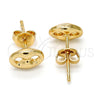 Oro Laminado Stud Earring, Gold Filled Style Puff Mariner Design, Polished, Golden Finish, 02.63.2559