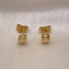 Oro Laminado Stud Earring, Gold Filled Style Puff Mariner Design, Polished, Golden Finish, 02.63.2559