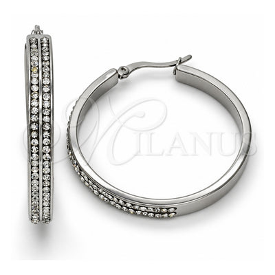 Stainless Steel Medium Hoop, with White Crystal, Polished, Steel Finish, 02.255.0001.40