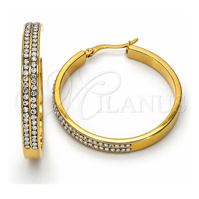 Stainless Steel Medium Hoop, with White Crystal, Polished, Golden Finish, 02.255.0001.1.40