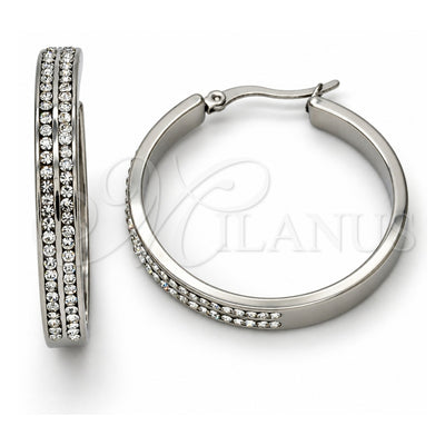 Stainless Steel Medium Hoop, with White Crystal, Polished, Steel Finish, 02.255.0001.35