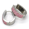 Stainless Steel Small Hoop, with Light Rose Swarovski Crystals, Polished, Steel Finish, 02.255.0003.1.15