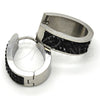 Stainless Steel Small Hoop, with Black Diamond Swarovski Crystals, Polished, Steel Finish, 02.255.0003.2.15