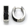Stainless Steel Small Hoop, with Black Diamond Swarovski Crystals, Polished, Steel Finish, 02.255.0003.2.15