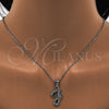 Stainless Steel Pendant Necklace, Initials and Rolo Design, with White Crystal, Polished, Steel Finish, 04.238.0032.18 (01 MM Thickness, 18 Inches Length)
