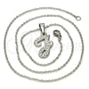 Stainless Steel Pendant Necklace, Initials and Rolo Design, with White Crystal, Polished, Steel Finish, 04.238.0032.18 (01 MM Thickness, 18 Inches Length)