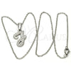 Stainless Steel Pendant Necklace, Initials and Rolo Design, with White Crystal, Polished, Steel Finish, 04.238.0032.18 (01 MM Thickness, 18 Inches Length)