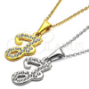Stainless Steel Pendant Necklace, Initials and Rolo Design, with White Crystal, Polished, Steel Finish, 04.238.0032.18 (01 MM Thickness, 18 Inches Length)